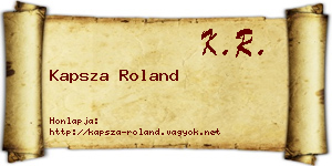 Kapsza Roland névjegykártya